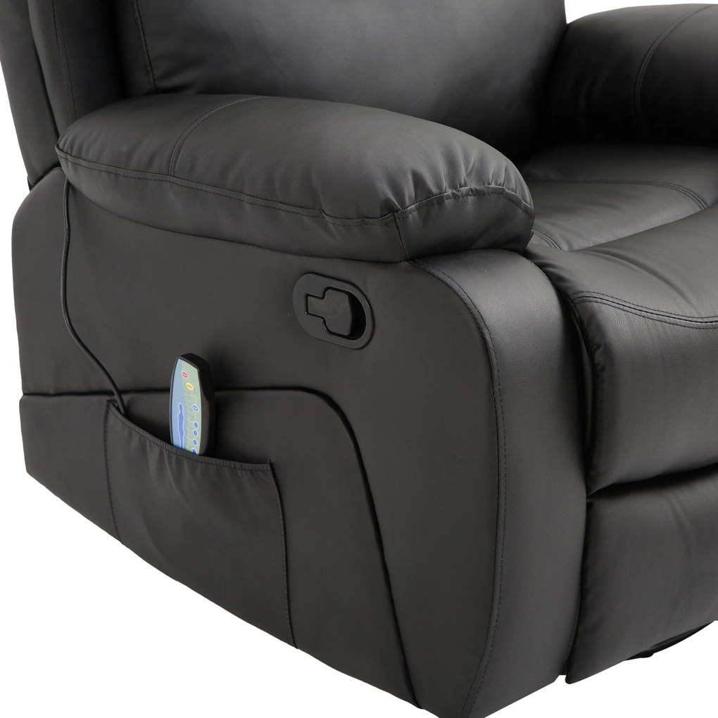 HOMCOM Fotoliu Relax cu 8 Puncte de Masaj si Telecomanda, Fotoliu Rabatabil cu Suport pentru Picioare, 97x92X104cm Negru | Aosom RO