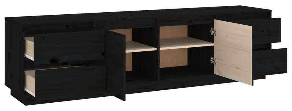 Comoda TV, negru, 176x37x47,5 cm, lemn masiv de pin 1, Negru