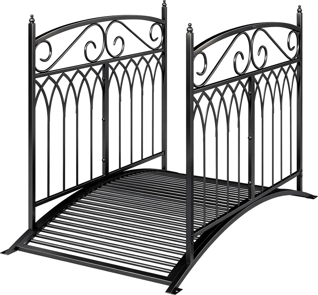 Outsunny Pod de grădină din metal 135,5 cm Pod pentru iaz cu balustrade de siguranță Aspect antic Rezistent la rugină Montaj ușor | Aosom Romania