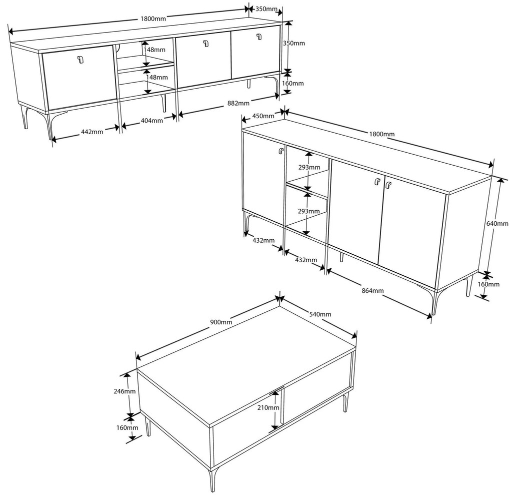 Set mobilier living Settle 2 (nuc). 1108081