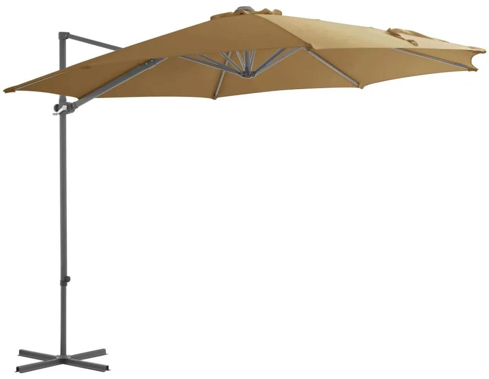 Umbrela suspendata cu stalp din otel, gri taupe, 300 cm