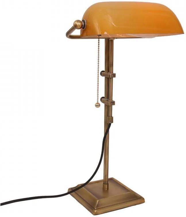 Lampa birou portocalie/maro bronz din sticla si metal 57 cm Ancilla