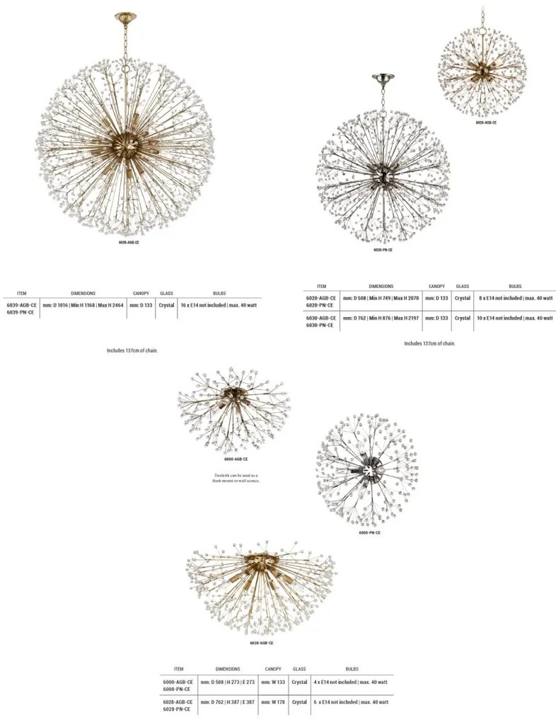 Plafoniera LUX design modern DUNKIRK nichel lucios, cu 6 surse de lumina