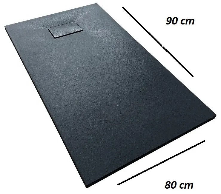 Cadita Baie Din Compozit , Smack , 90x80 Cm , Esn9080n, Cu Sifon,Negru