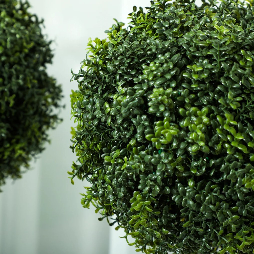 HOMCOM Set 2 mingi buxus artificial formate, 45cm plantă artificială, Plastik Plante Artificiale în Ghiveci | Aosom Romania