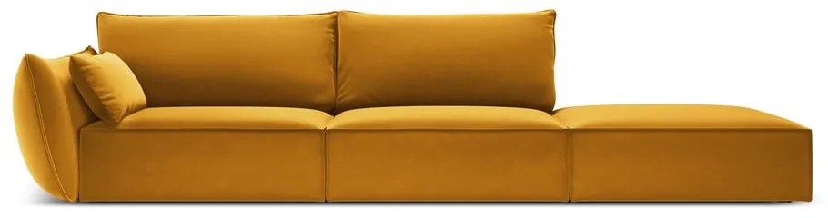 Canapea galben-muștar cu tapițerie din catifea, cu colț pe partea stângă 264 cm Vanda – Mazzini Sofas