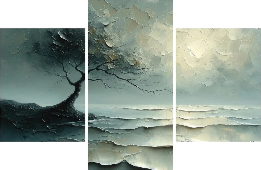 Tablou - pictură în ulei de un copac cu oceanul (90x60 cm)
