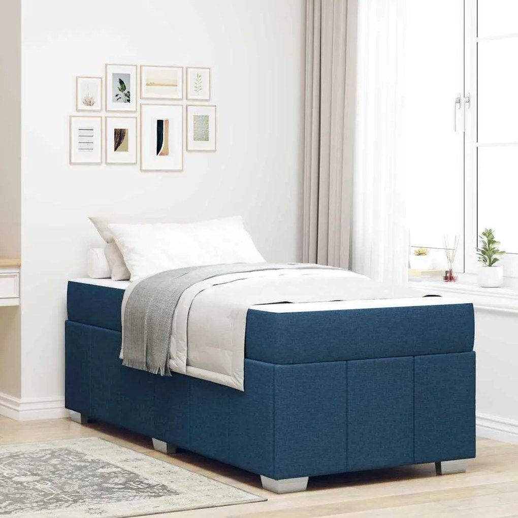 vidaXL Cadru de pat cu saltea albastru 80 x 200 cm țesătură