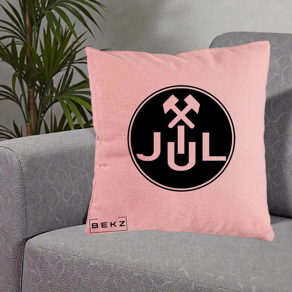Perna Personalizata JUL Jiul Lupeni Fotbal, 40x40 cm, Roz, Husa Detasabila, Perna Inclusa, BEKZ®