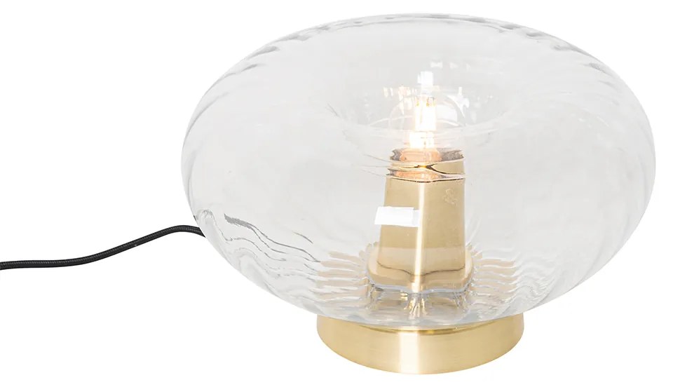 Lampa de masa Art Deco aurie cu sticla - Ayesha