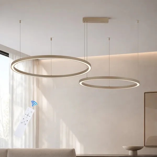 Brilagi - Lustru LED reglabil suspendat pe cablu PORTOFINO LED/98W/230V bej + telecomandă