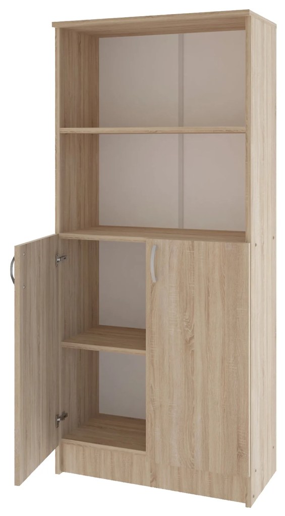 Biblioteca Flint, cu Usi Inferioare si O Polita, Stejar Sonoma, 70 x 32 x 159 cm