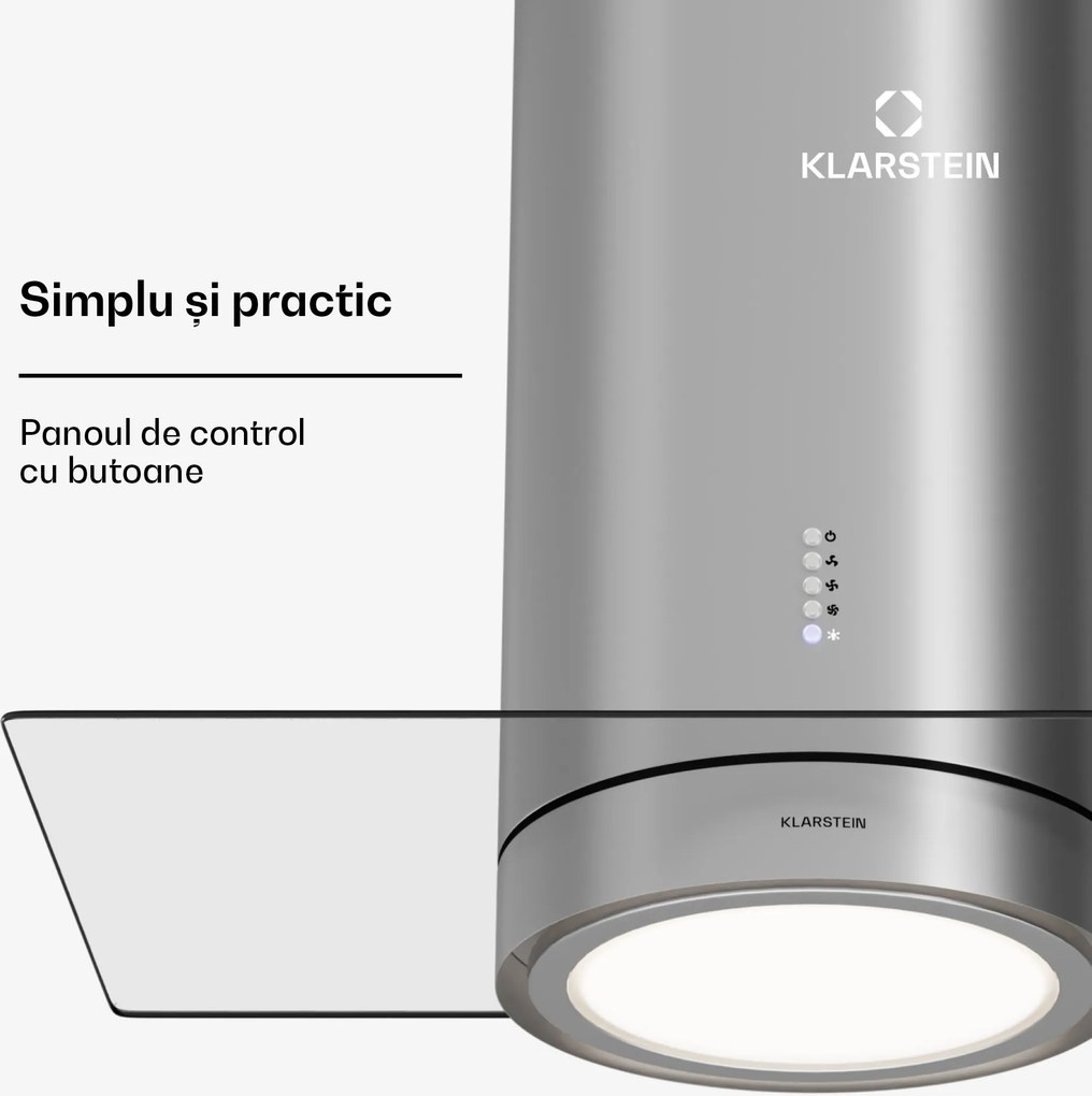 Klarstein Beretta Premium Smart, hotă tip insulă, 544 m³/h, aparat, extracție/recirculare, LED, filtru cu carbon activat