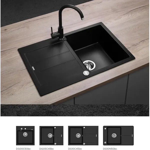 Concept BDG3334BC - baterie pentru chiuvetă 33,5 cm, granit/negru