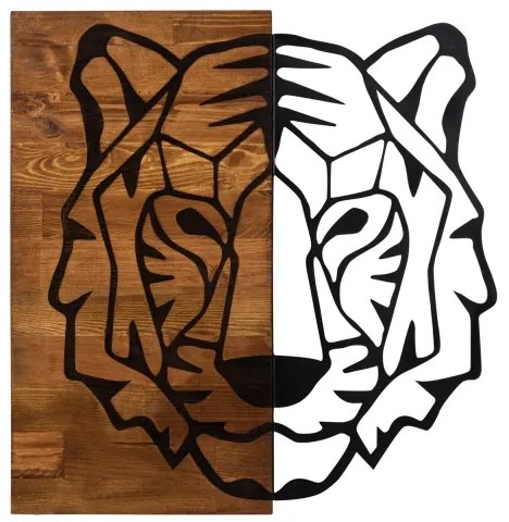 Decorațiune de perete 56x58 cm lemn/metal tigru