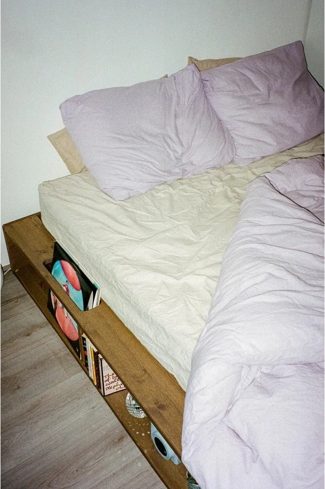 Pat matrimonial maro din lemn masiv de pin cu somieră 160x200 cm Ziggy – Karup Design