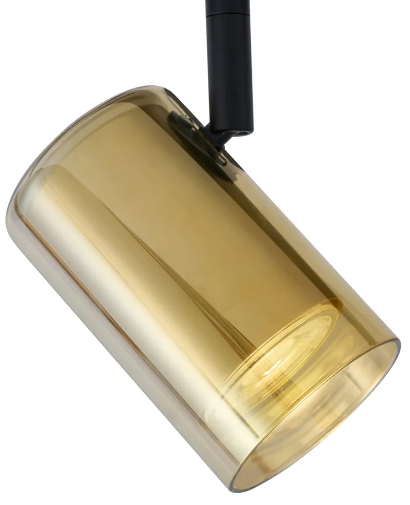 Spot modern auriu cu sticlă ambră pentru sistem de iluminat pe șină monofazat - Iconic Lloyd