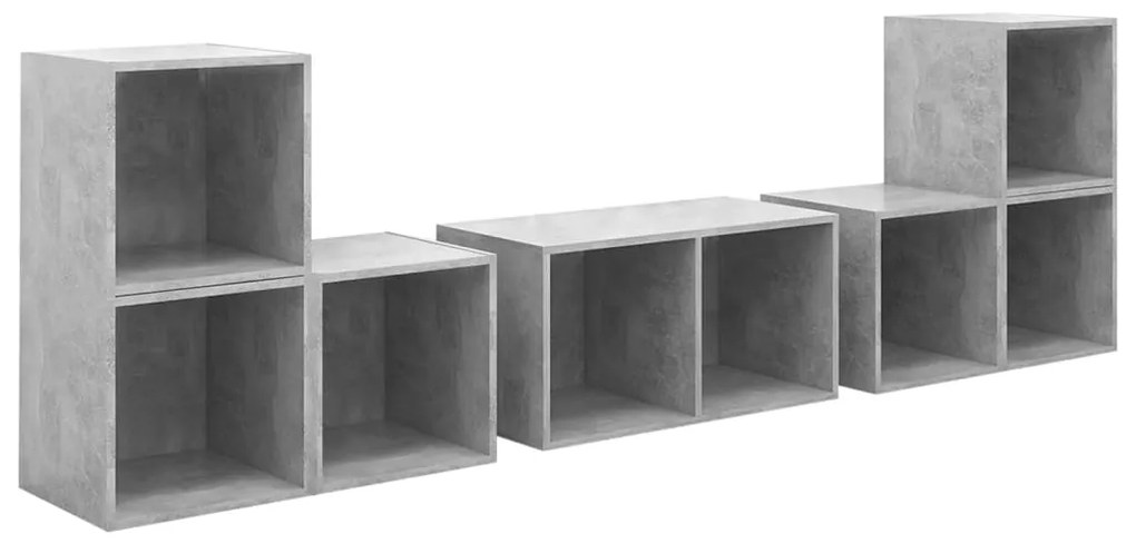 3080055 vidaXL Set de dulapuri TV, 6 piese, gri beton, lemn prelucrat