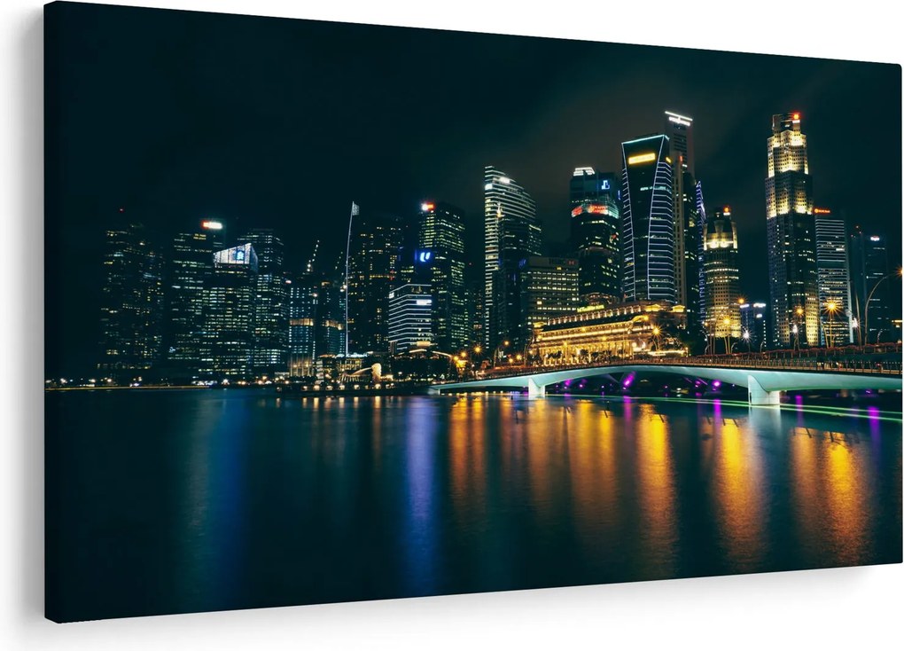 Tablou - Singapore noaptea (90x60 cm)