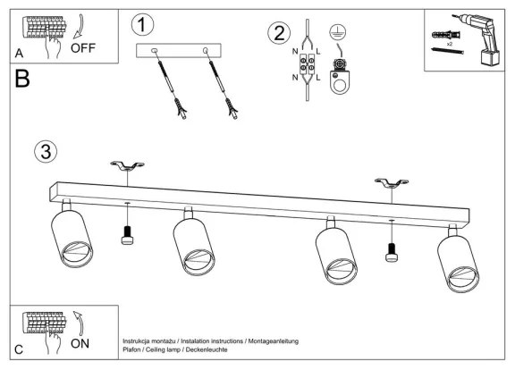 Spot BERG 4xGU10/40W/230V Sollux SL.1042