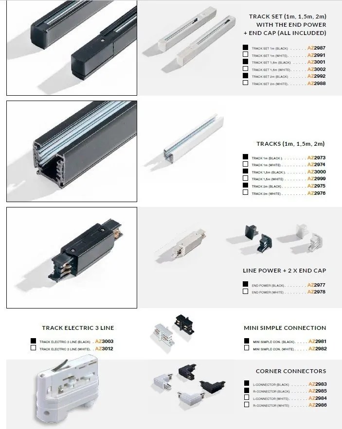 Spot LED directionabil pe sina COSTA ARM TRACK alb ZZ AZ3487