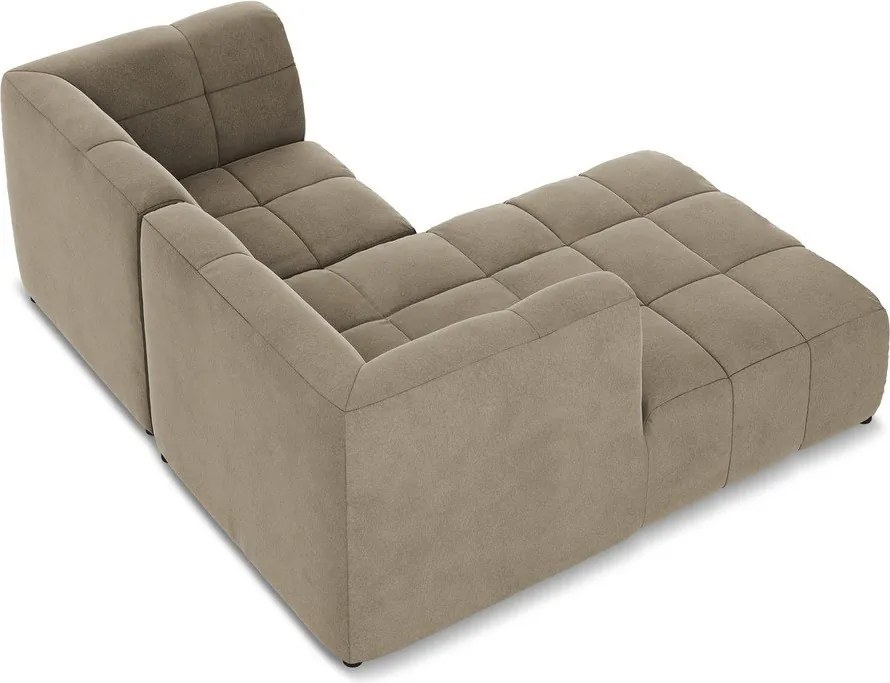 Colțar maro cu tapițerie din catifea (cu colț pe partea stângă/cu șezlong) Aloha – Makamii