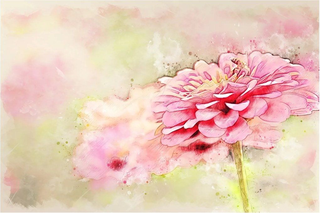 Tablou - Floare roz, aquarel (90x60 cm)
