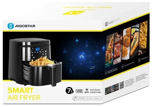 Friteuză cu aer cald inteligentă 7l 1900W/230V/60min Wi-Fi Aigostar