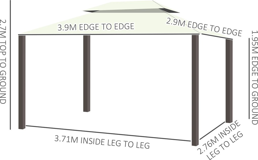Outsunny Foișor de Grădină cu Plasă de Țânțari și Perdele, 390x290x270 cm, Crem | Aosom Romania