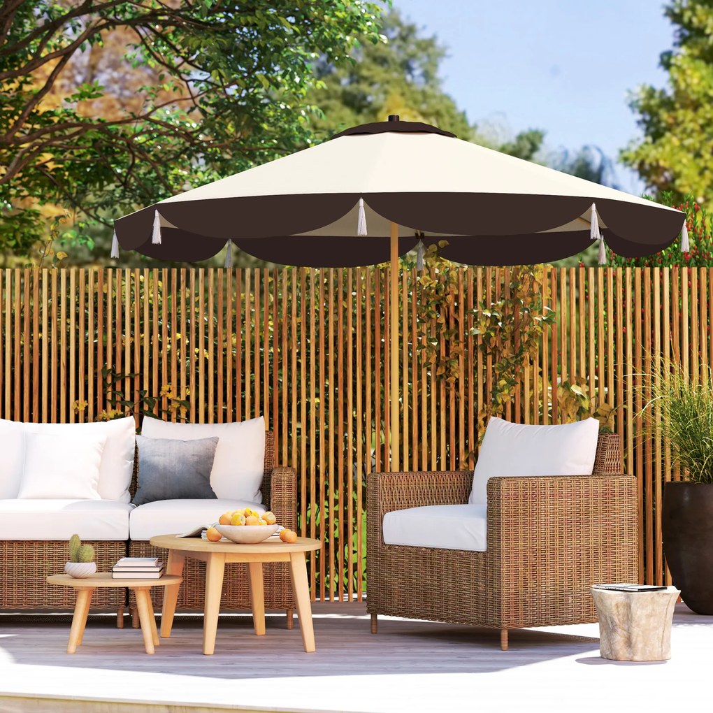 Outsunny Umbrelă de Soare cu UPF 50+ și 8 spițe, Φ2,66x2,34 m, Bej | Aosom Romania