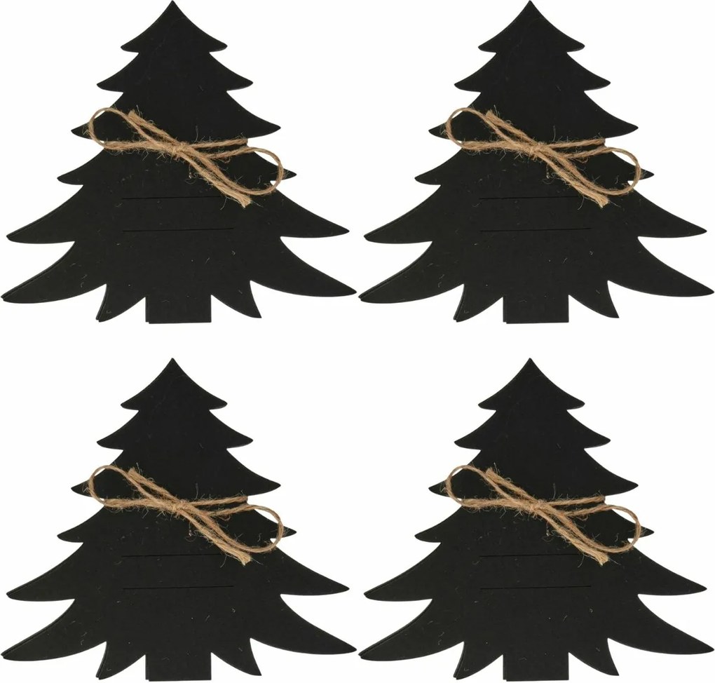 Buzunar pentru tacâmuri X-Mas Tree negru, set de 4bucăți