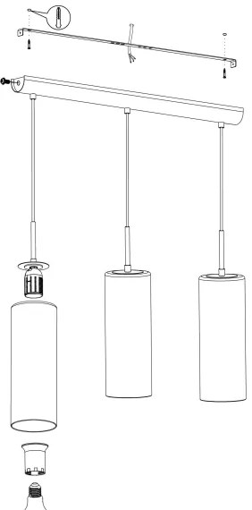 Eglo 98697 - Lustră pe cablu SELVINO 3xE27/15W/230V