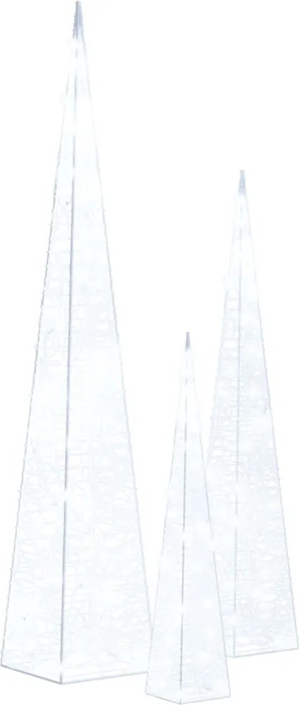 vidaXL Set conuri decorative cu LED-uri, alb rece, 30/45/60 cm, acril