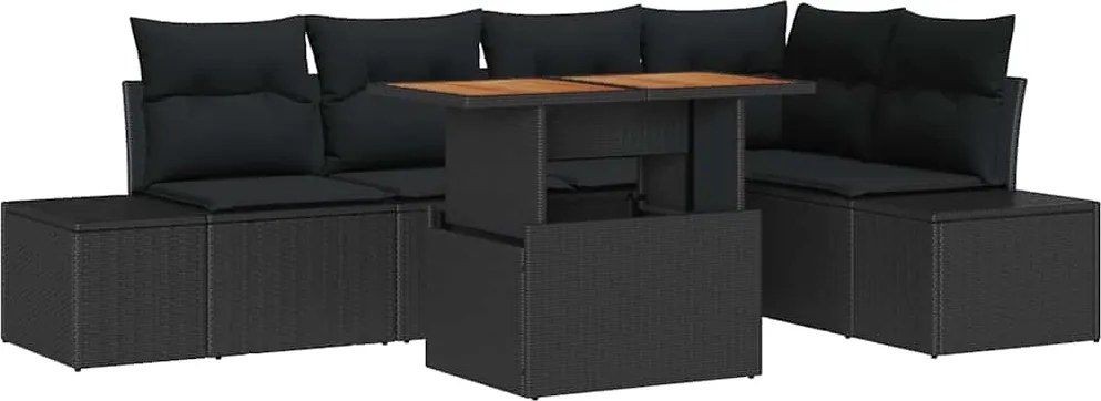 vidaXL Set de masă pentru grădină cu pernă 6 pcs Negru și Maro