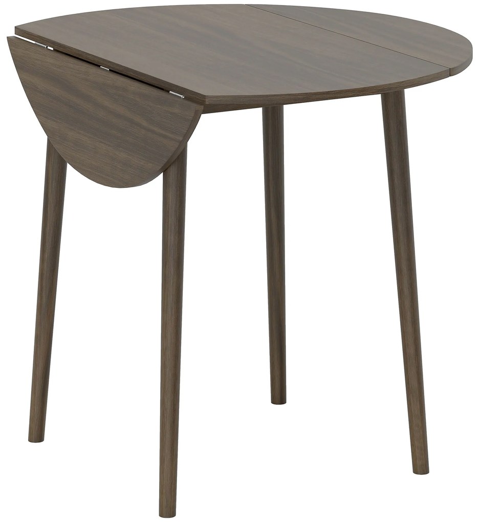 HOMCOM Masa de dining plianta 2 abatante, masa rotunda extensibila pentru 4 persoane, picioare din lemn Ø 89 x 73,5 cm, gri | Aosom Romania