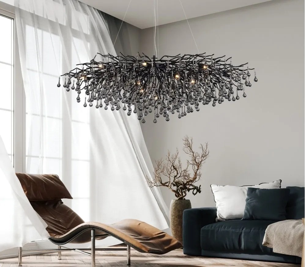 Lustra suspendata design magnific ICICLE negru, 75x150cm