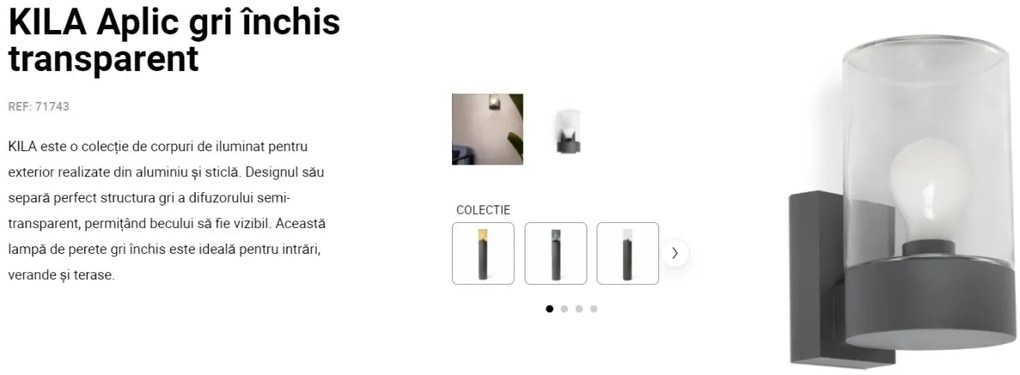 Aplica de perete pentru iluminat exterior IP65 KILA transparent