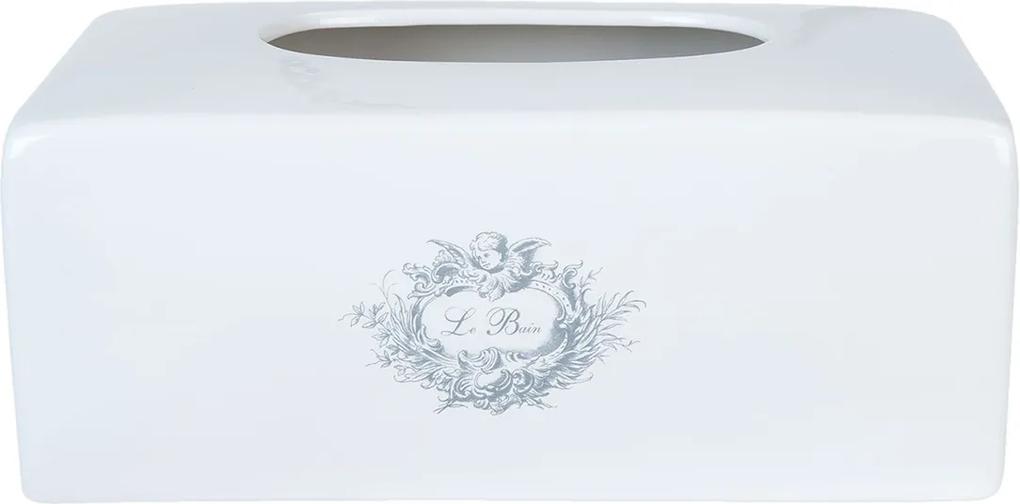 Suport pentru cutie servetele ceramica alb negru Angel 24 cm x 14 cm x 9 cm