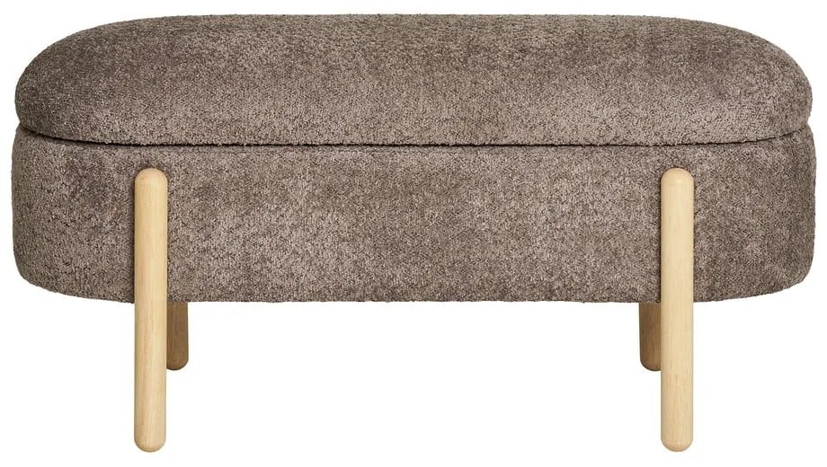 Bancă maro cu tapițerie din țesătură bouclé Branca – House Nordic