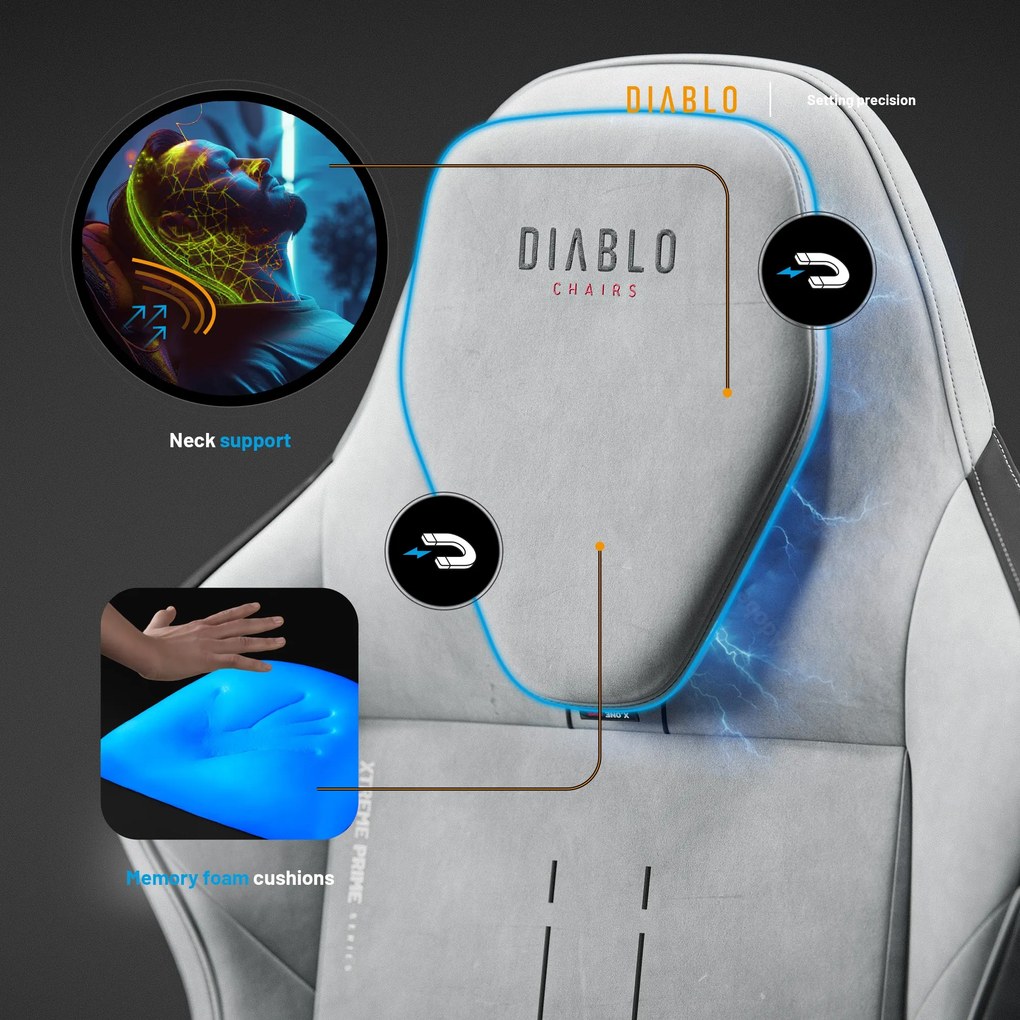 Scaun gaming gri Diablo X.One Prime, Normal Size, Nightwolf Moon