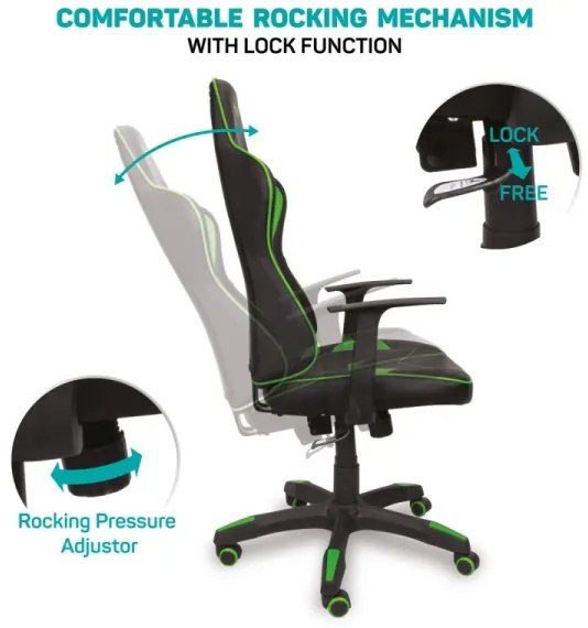 CONNECT IT CGC-0700-GR - Scaun gaming LeMans Pro negru/verde