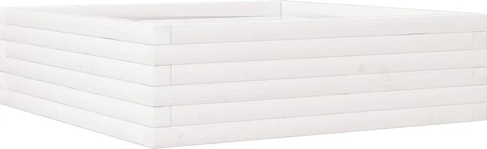 vidaXL Jardinieră de grădină, alb, 80x80x23 cm, lemn masiv de pin