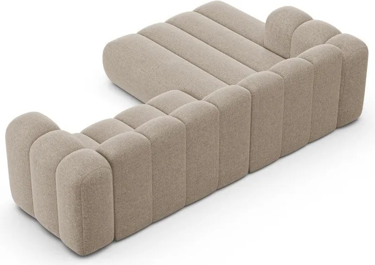 Colțar bej cu tapițerie din chenille (cu colț pe partea stângă/cu șezlong) Lupine – Micadoni