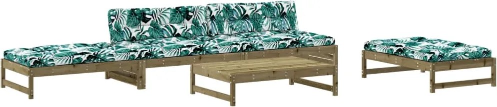 vidaXL Set mobilier de grădină cu perne, 5 piese, lemn de pin tratat