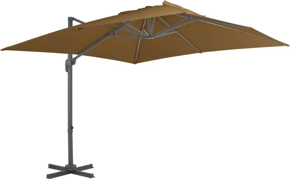 vidaXL Umbrelă în consolă cu stâlp din aluminiu, taupe, 300x300 cm