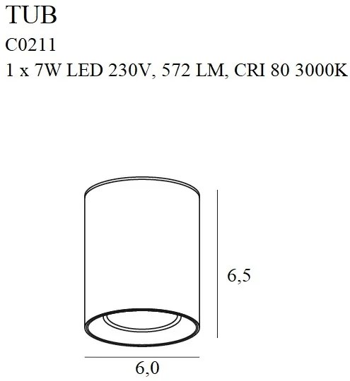 Spot aplicat LED design minimalist TUB negru/auriu