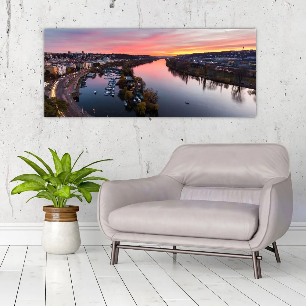 Tablou cu Praga nocturnă (120x50 cm)