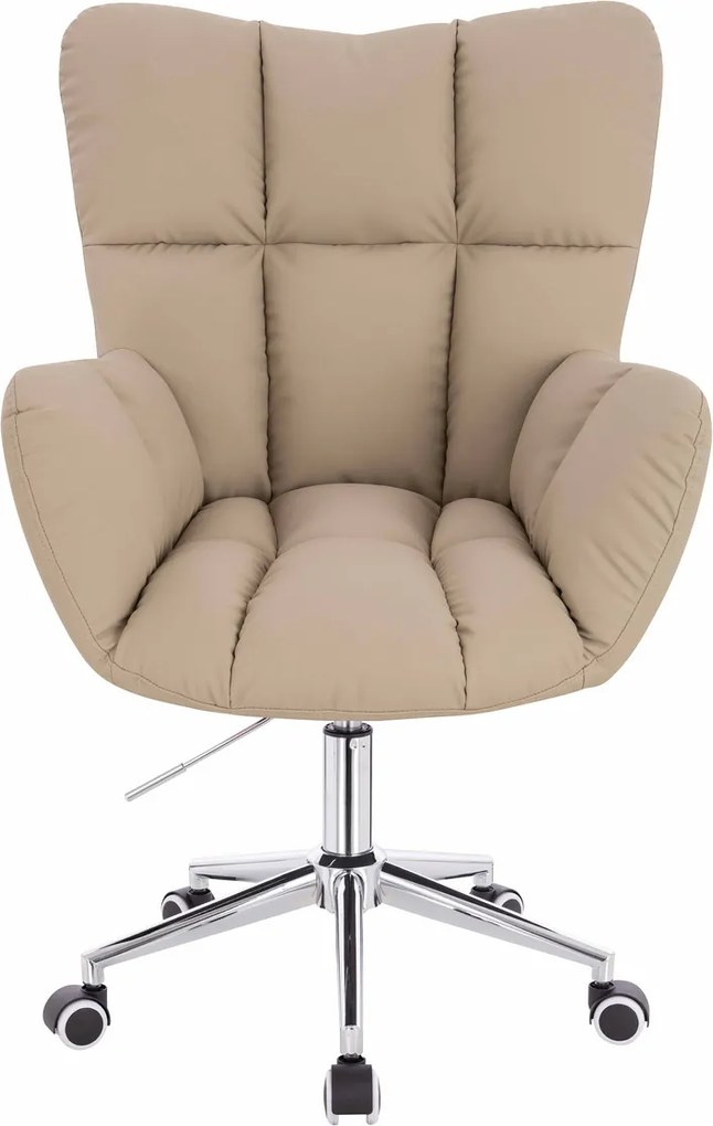 HR650K Scaun Crem Piele Ecologica Premium Soft cu Bază Cromata