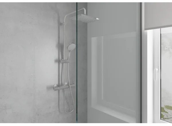 Coloana de dus cu baterie termostatata, Hansgrohe Vernis Shape, negru mat, 26286670