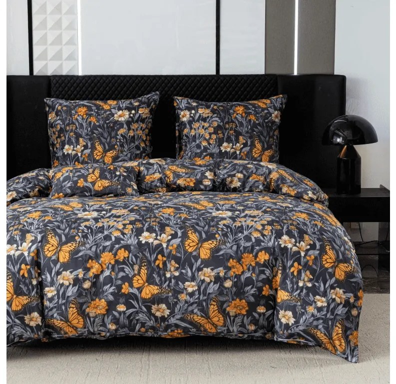 Lenjerie de pat din microfibra BUTTERFLY GARDEN albastru-gri Dimensiune lenjerie de pat: 2 buc 70 x 90 cm | 200 x 220 cm